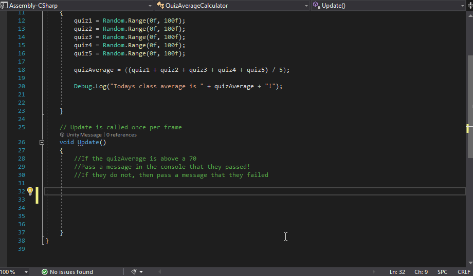 If and Else Function of C# Unity