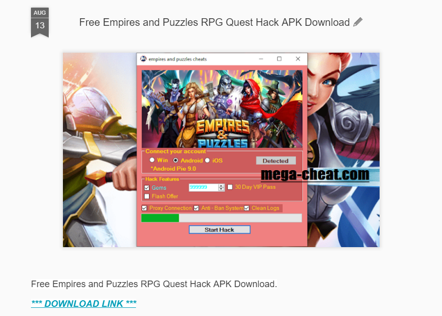google docs present empires and puzzles generator hack by Vardinna