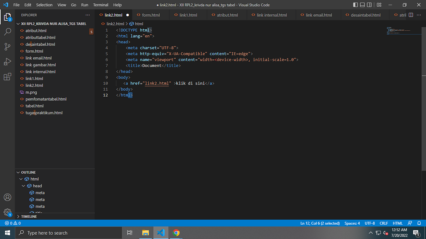 CARA MEMBUAT TABEL SEDERHANA dengan HTML di Visual Studio Code - Krivda ...
