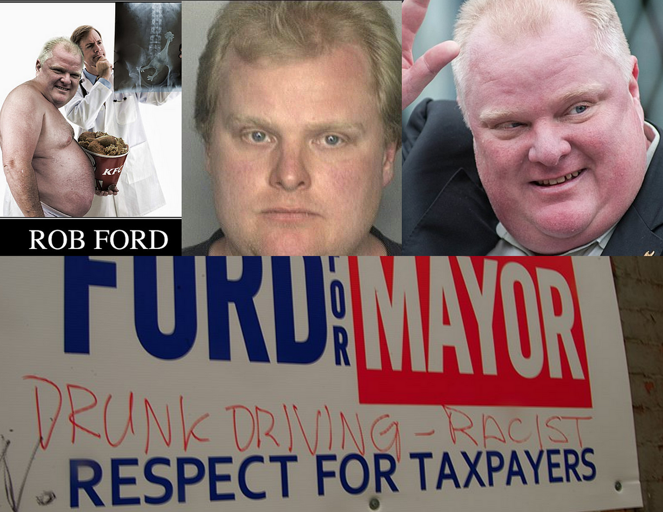 Collage of pictures of Rob Ford, Toronto’s Mayor, crack cocaine, drugs, true crime, politics, leadership, addiction, family, health, Mental Health, world