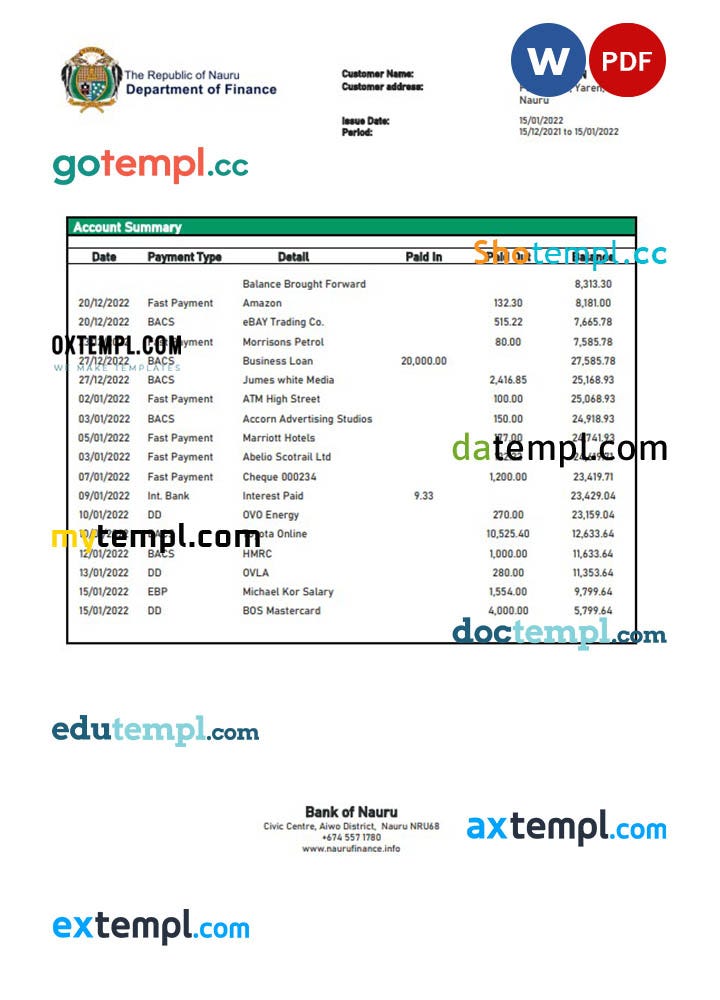 Nepal Kumari Bank Proof Of Address Statement Template In Word And Pdf 