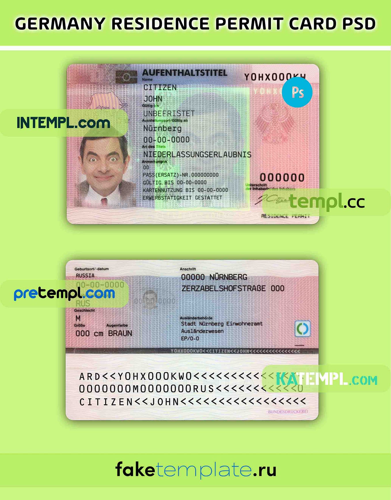 Uzbekistan ID card PSD template, completely editable | by Shotempl ...