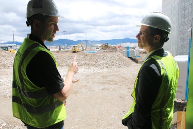 Secretary Buttigieg hears from Deputy Airport Director Tim Damrow about progress on Missoula’s expansion project