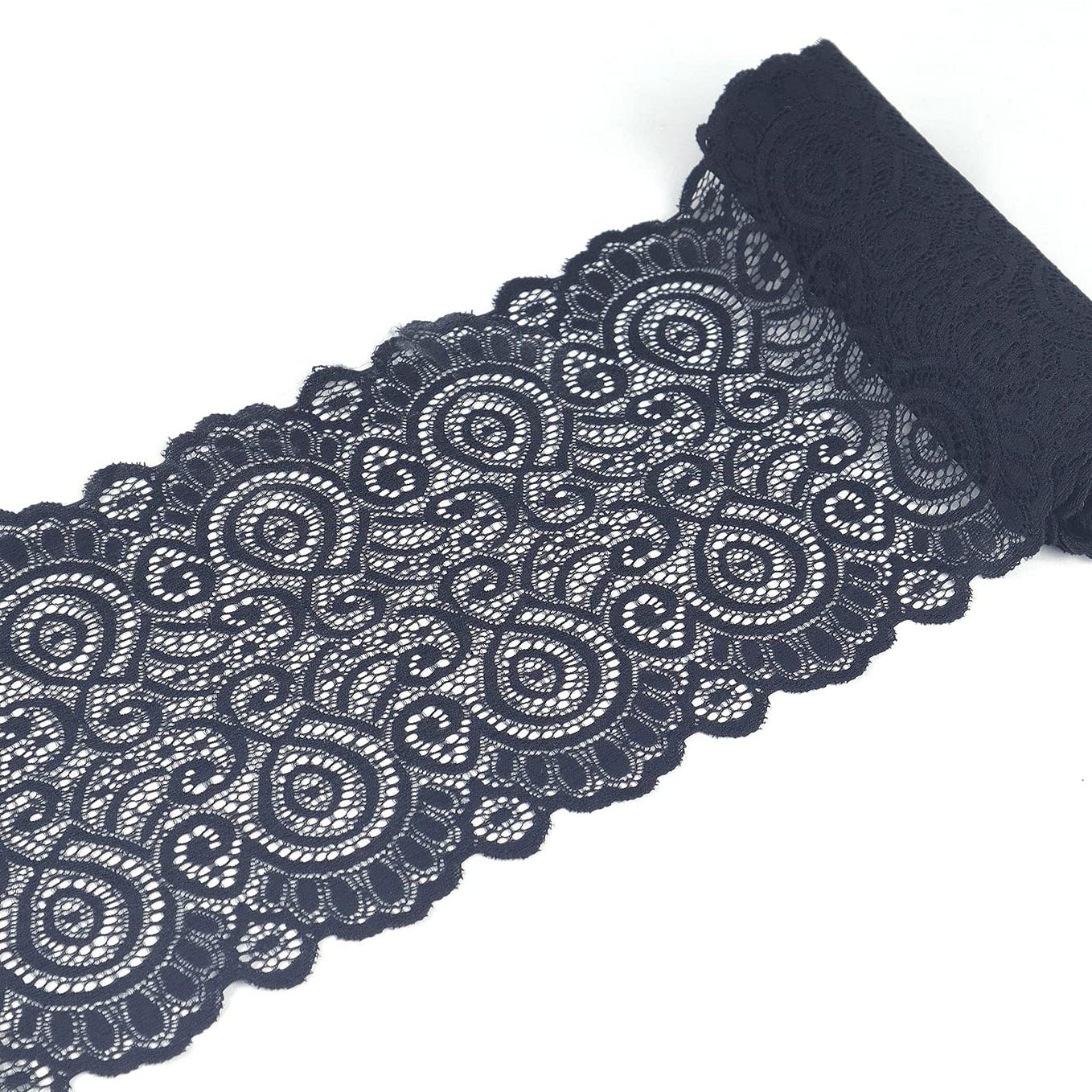 ZNZAKKA White Elastic Lace Trim 0.55" X20yd Crown Stretch Edge