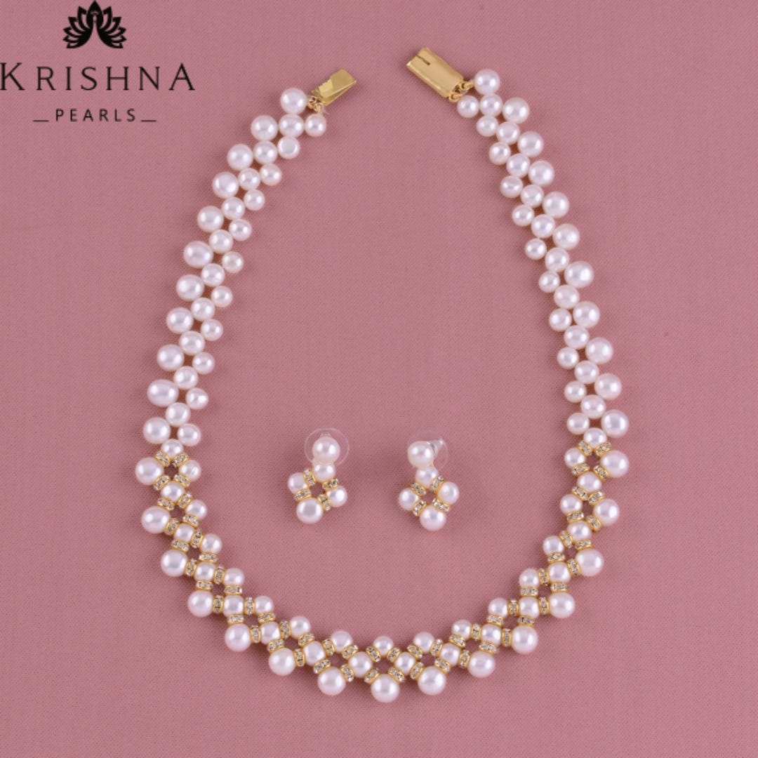 Diamond Necklace Set Krishna Pearls Medium fantasy-dfs