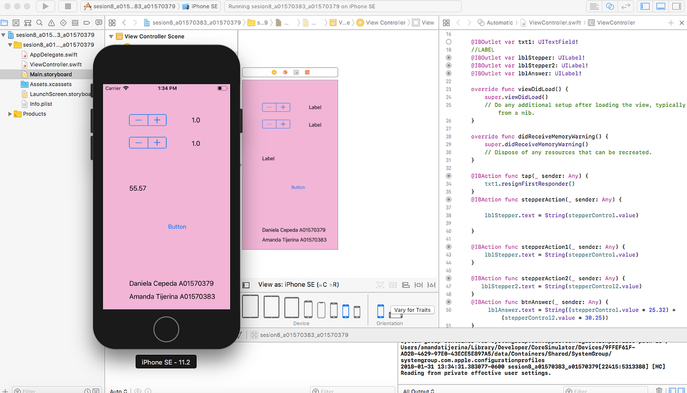 xcode — Sesion 7 & Homework. Daniela Cepeda Martínez A01570379 by