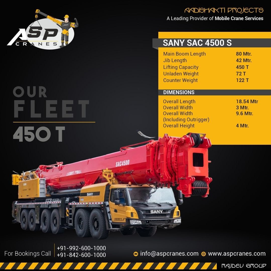 Heavy Equipment Rental In Raipur — ASP CRANES by Mobile Cranes For