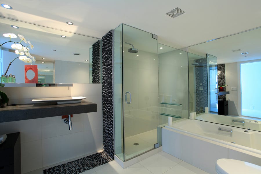 Frameless Glass Doors For Bathroom Improvement by XL Glass Works Medium