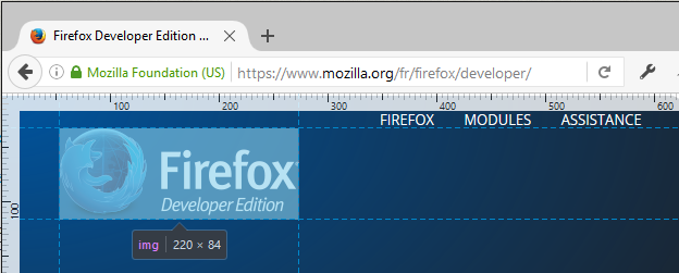 Measuring elements and distances in Firefox DevTools