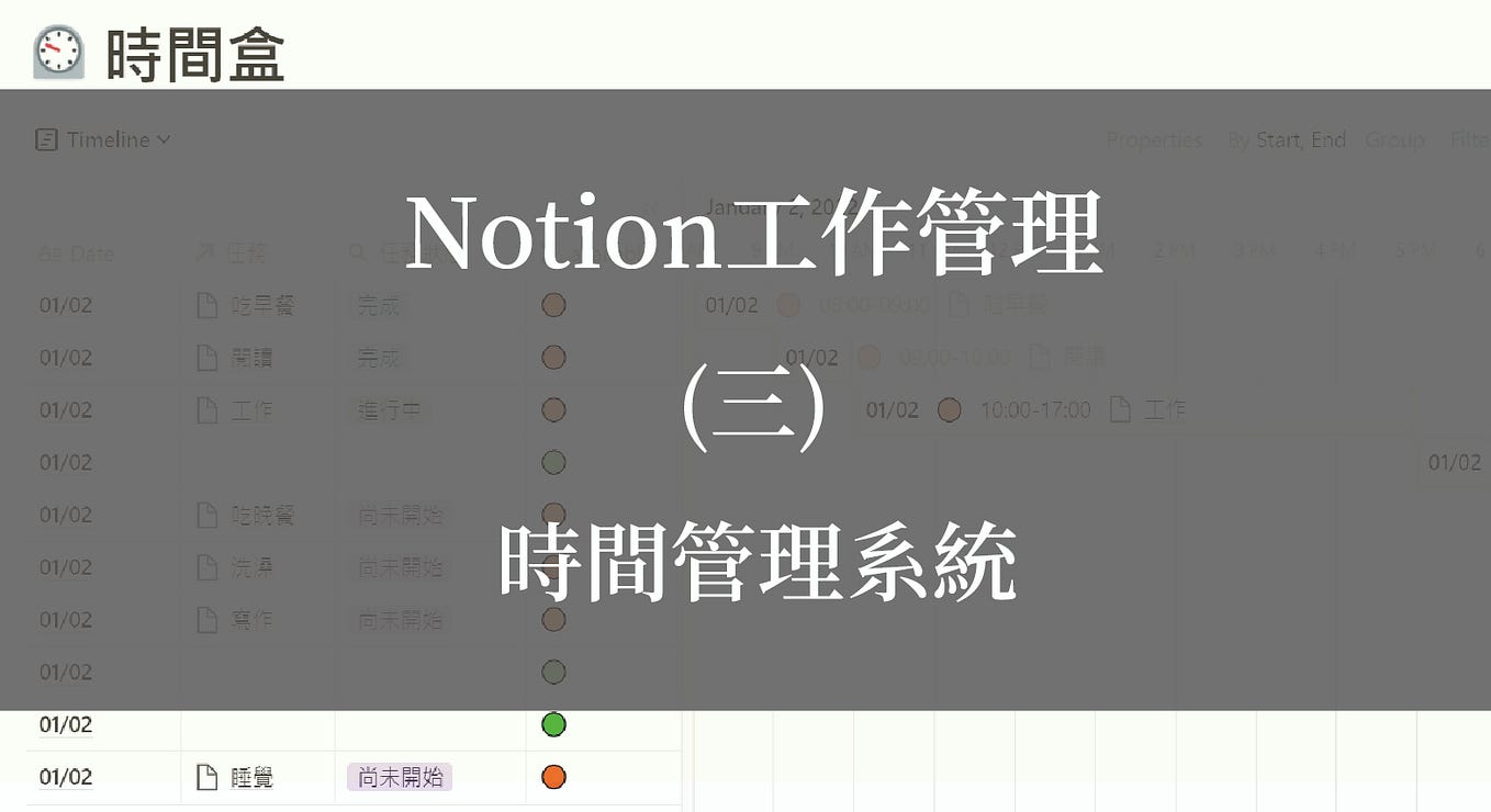 Notion工作管理｜(三)用Notion建立時間盒管理系統！