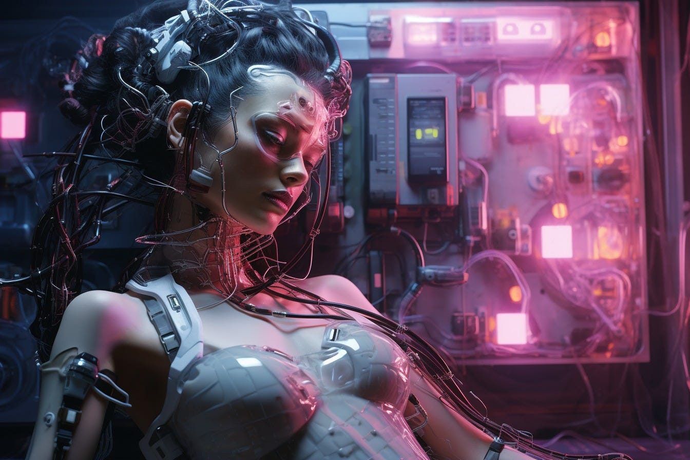 Futuristic rebellion: Anime girl cyberpunk wallpaper for your PC