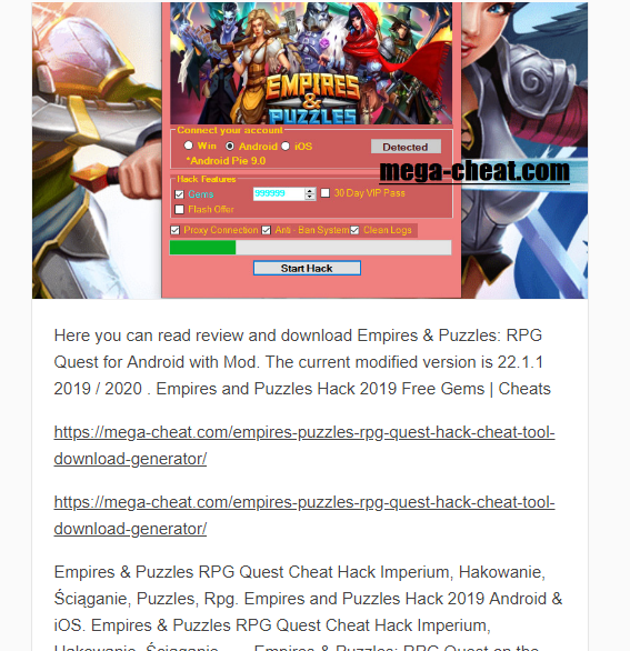 google docs present empires and puzzles generator hack by Vardinna