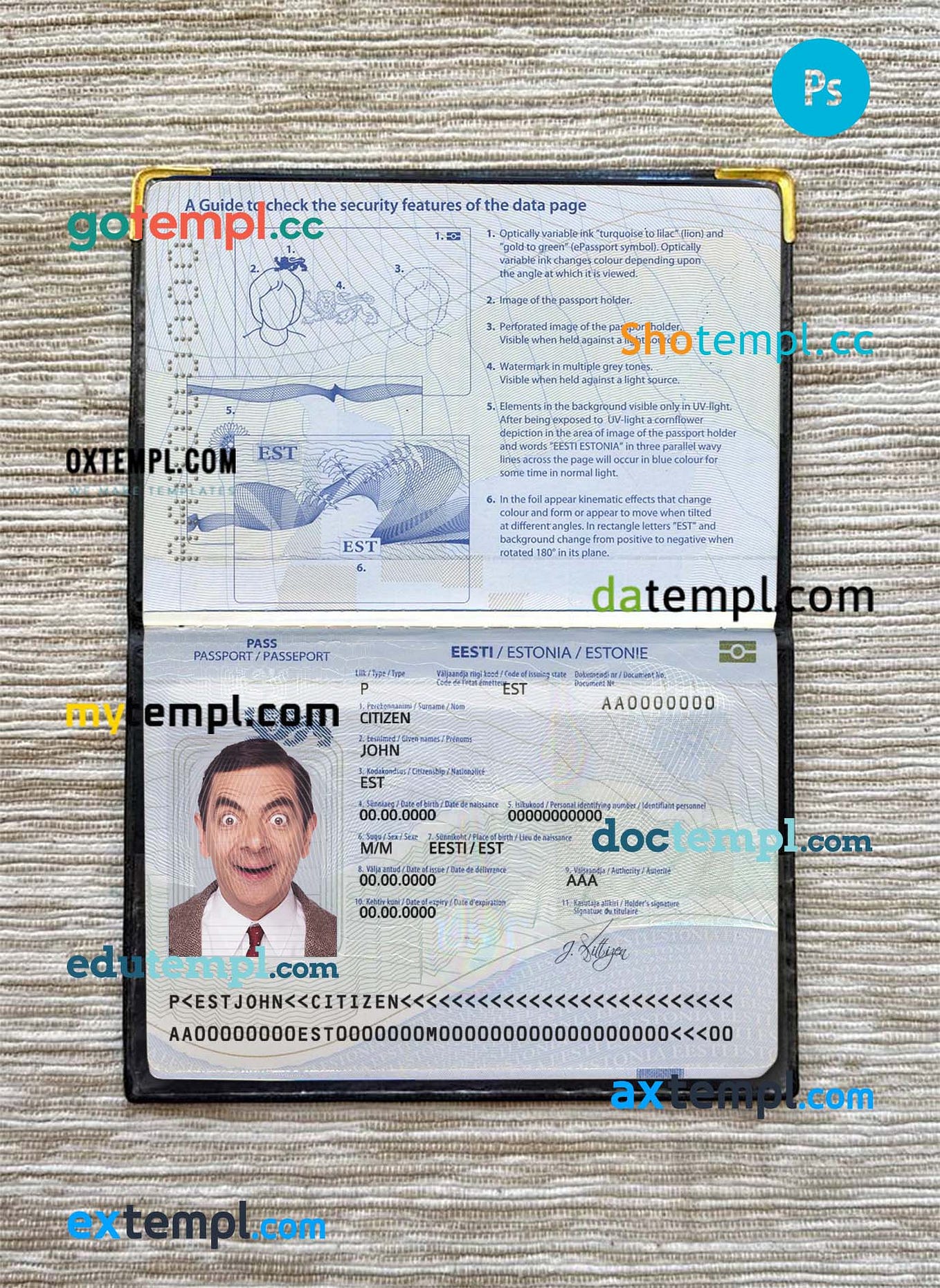 Sample Greece Passport Editable Psd Files Scan And Photo Look Templates 2 In 1 Download By 4511