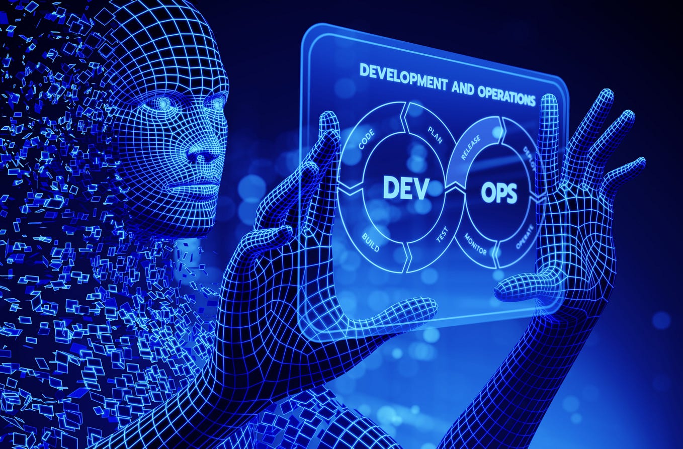DevOps. 3D Illustration of a business technology automation process concept