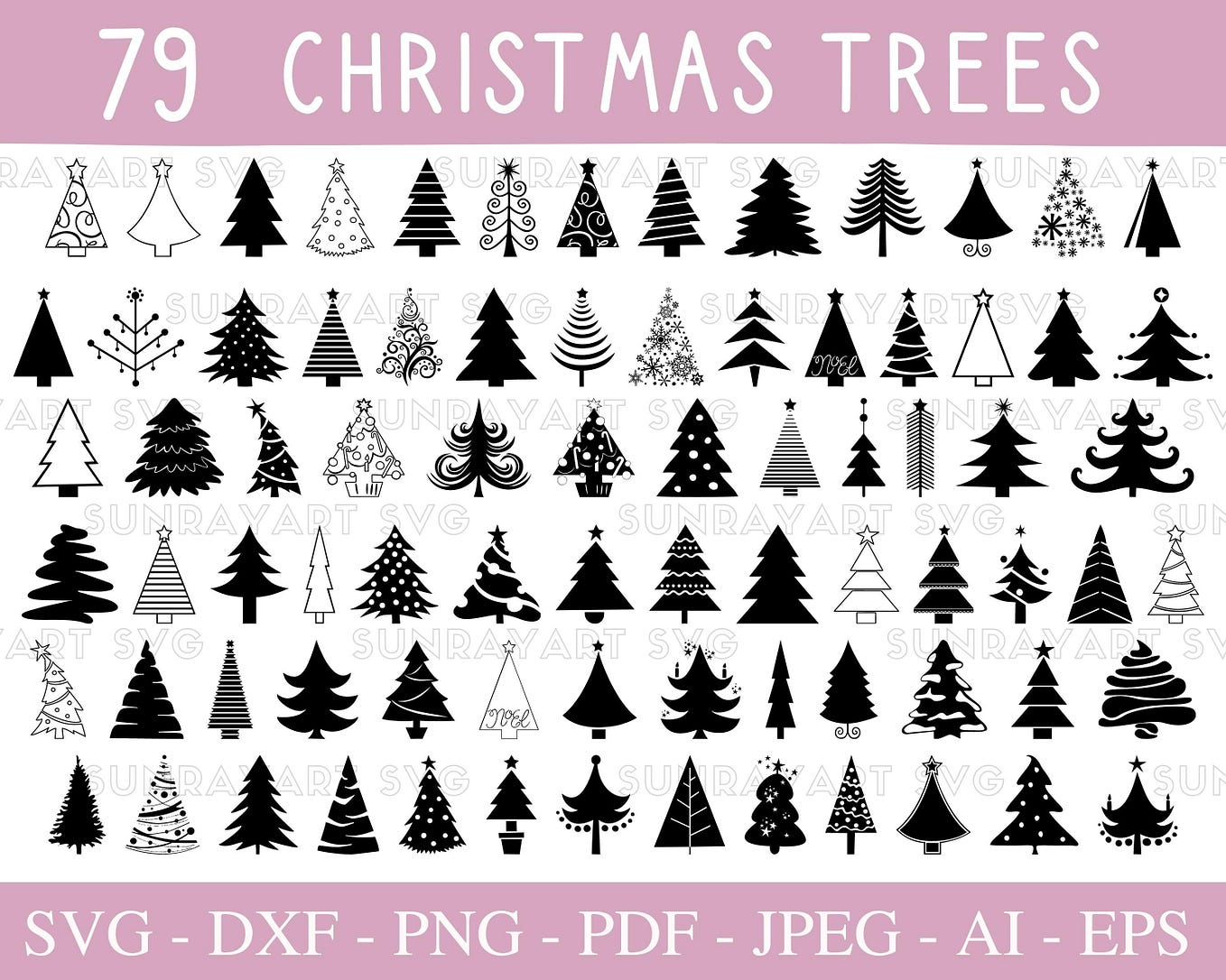 Fir tree SVG,Pine Tree svg,Christmas tree svg,Forest Trees Silhouette ...