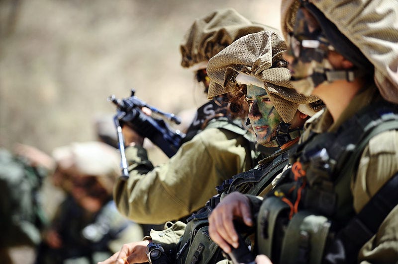 IDF Soldiers of the Caracal co-ed battalion during a platoon exercise in southern Israel, via Wikimedia Commons
