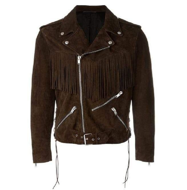 Men’s Classic Police Style Real Leather Motorcycle Jacket: - Mready ...