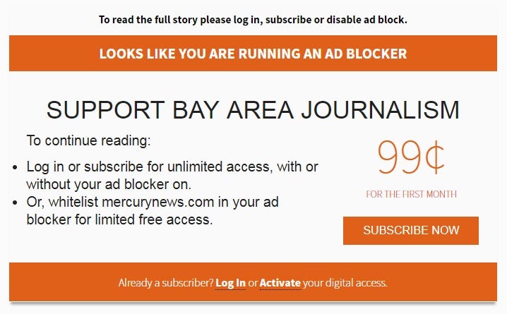 A guerrilla test of ad-free: Let subscribers leave their ad blockers on
