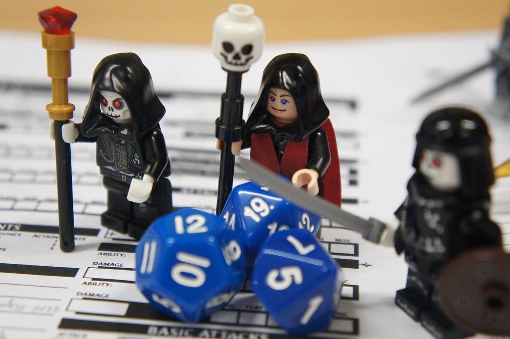 Lego figures with DnD dice