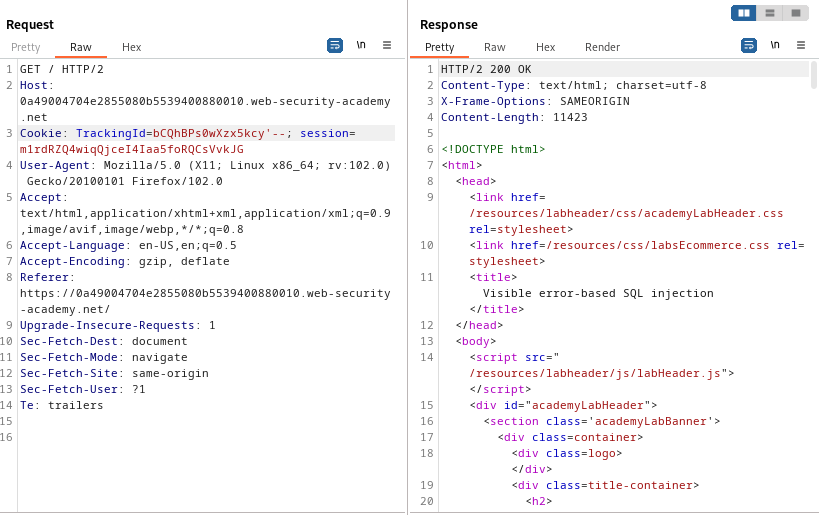 Lab: SQL injection attack, querying the database type and version on ...
