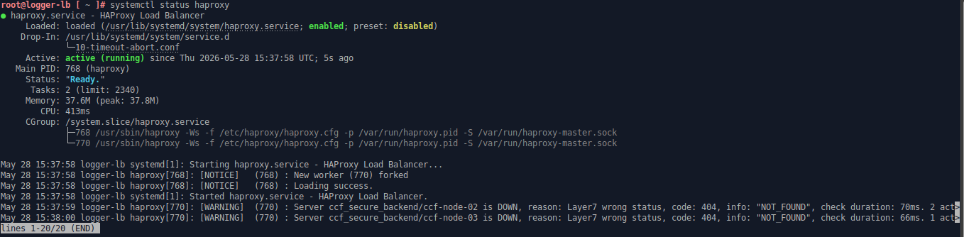 Verify HAProxy service status