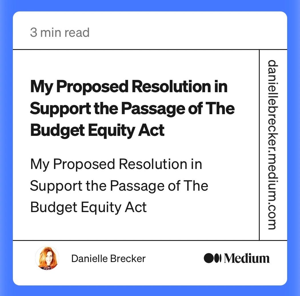 My Proposed Resolution in Support the Passage of The Budget Equity Act