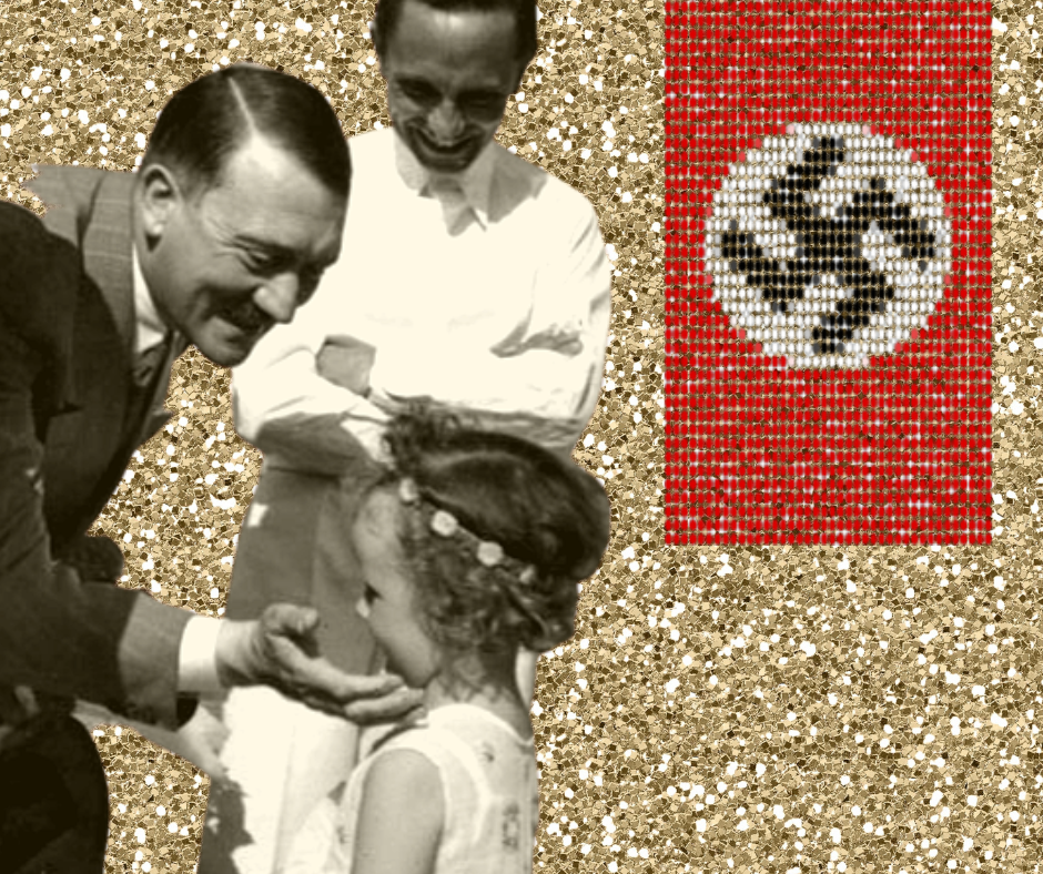 Adolf Hitler, Joseph Goebbels, and his daughter Helga Goebbels