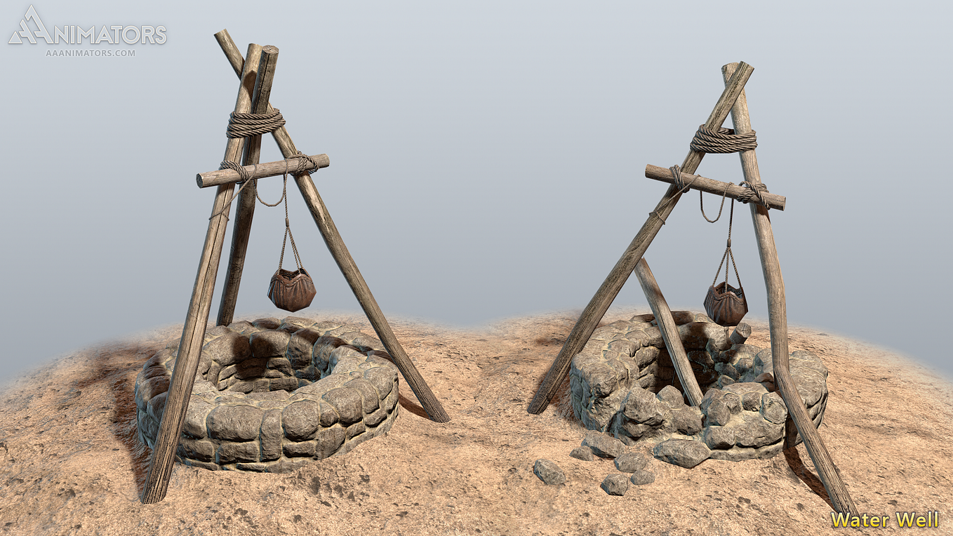 3D Asset Pack: Low Poly Water Well 01