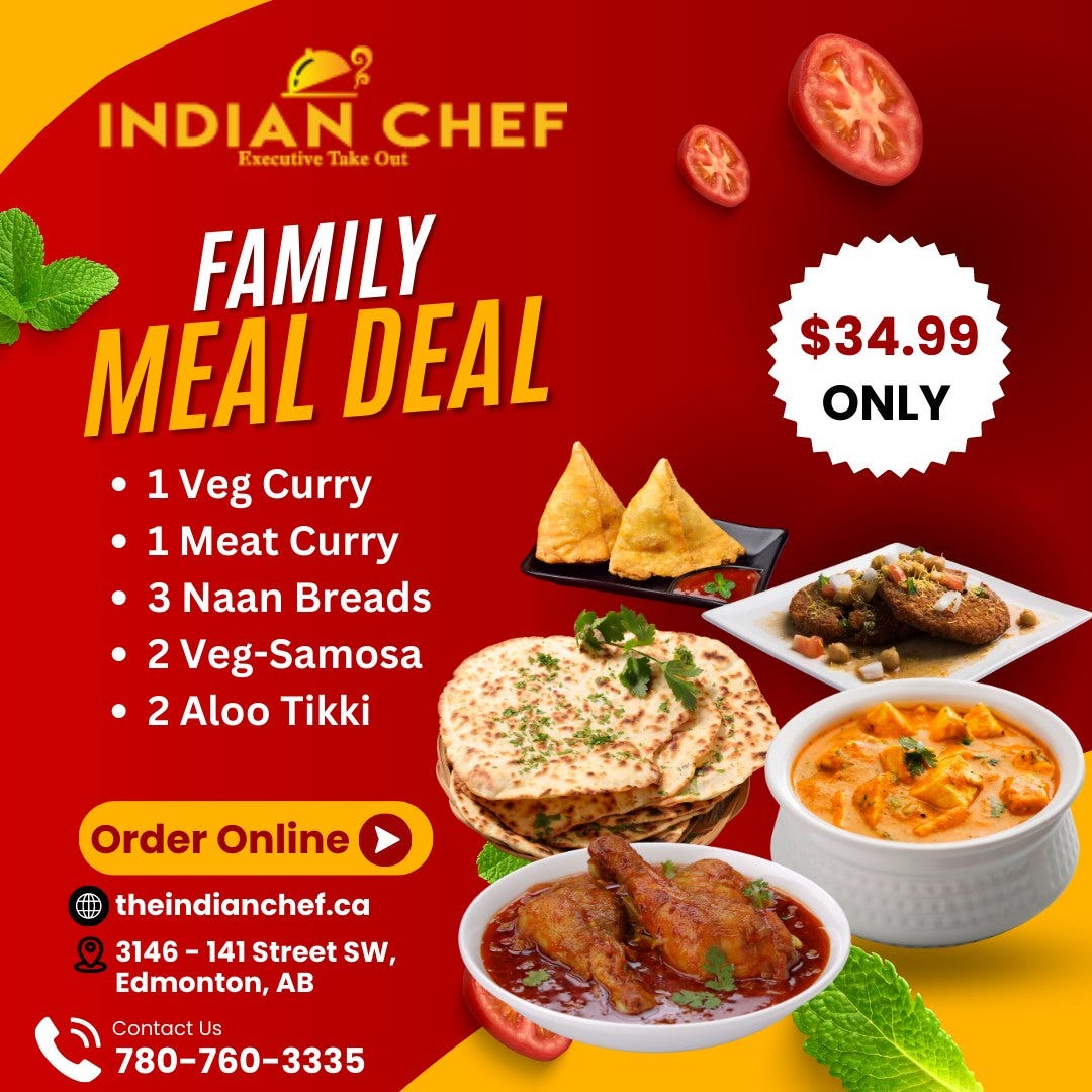 Indian food Edmonton — Indian Chef Exclusive Takeout by