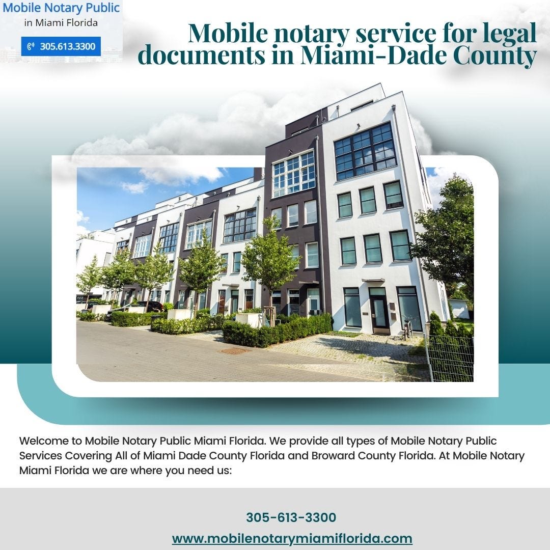 How much does a mobile notary public cost in Miami, Florida
