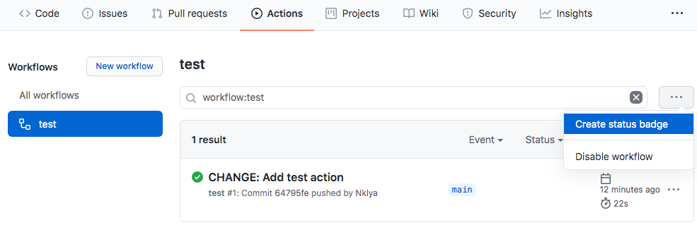 Useful status badges for GitHub actions
