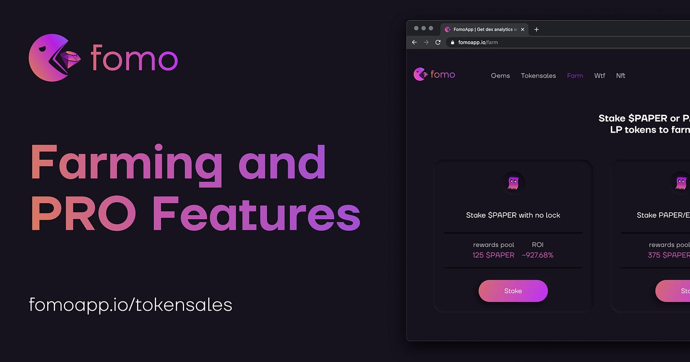 FOMO App — new Farming Programs and PRO Features