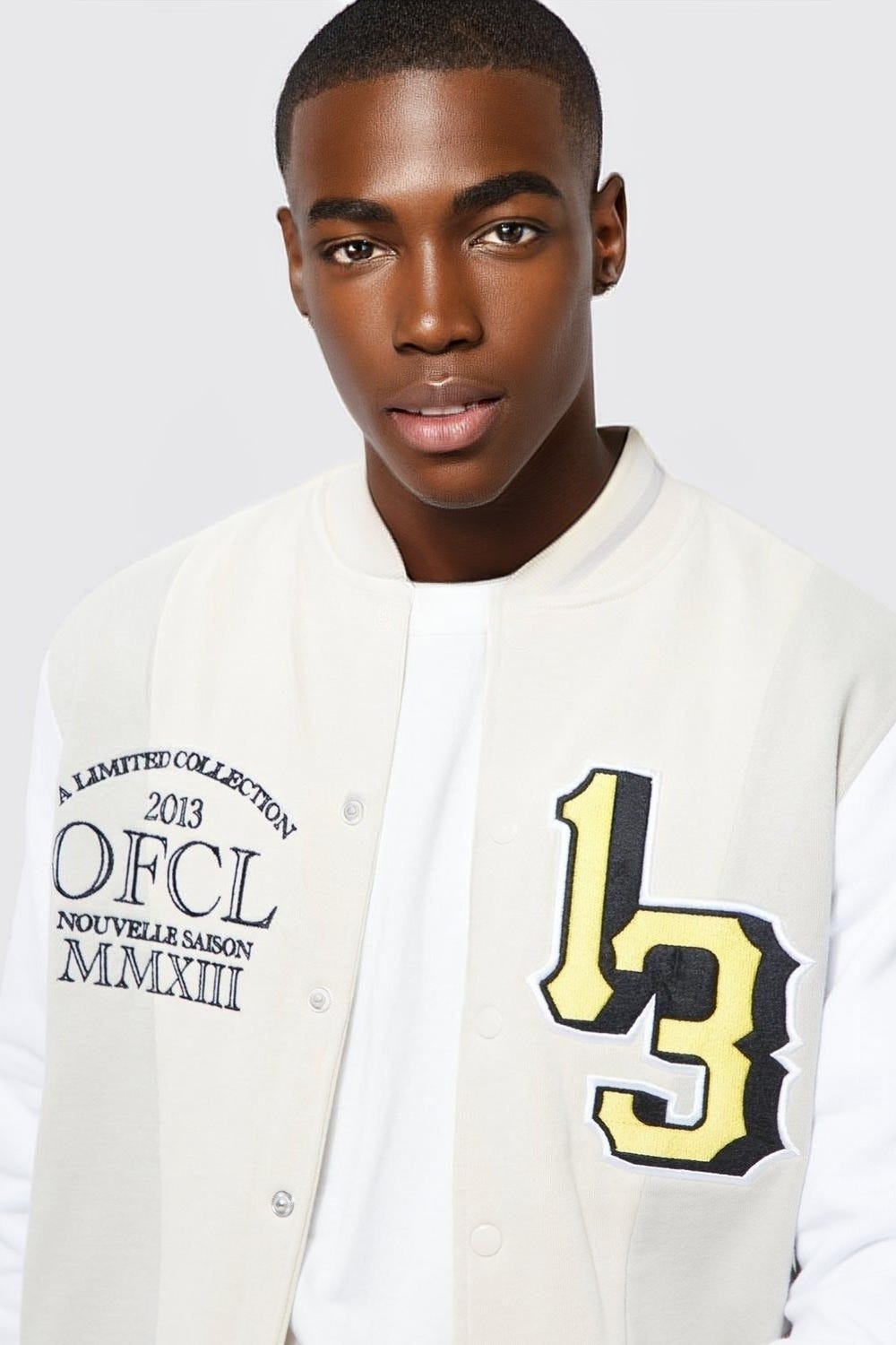 Varsity Jacket With Black Wool Body & Black Leather Sleeves With Orange