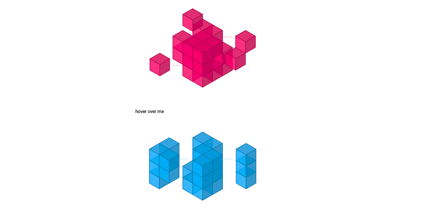 Vista explotada de dos cubos Rubik