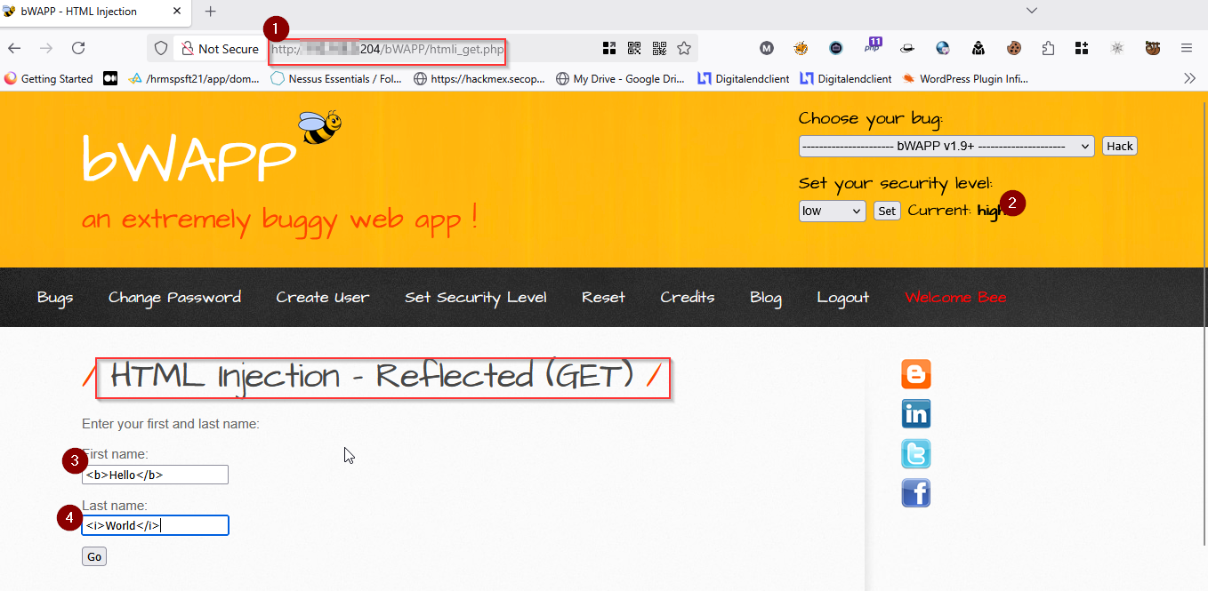 BWAPP Series : HTML Injection-High Severity Level