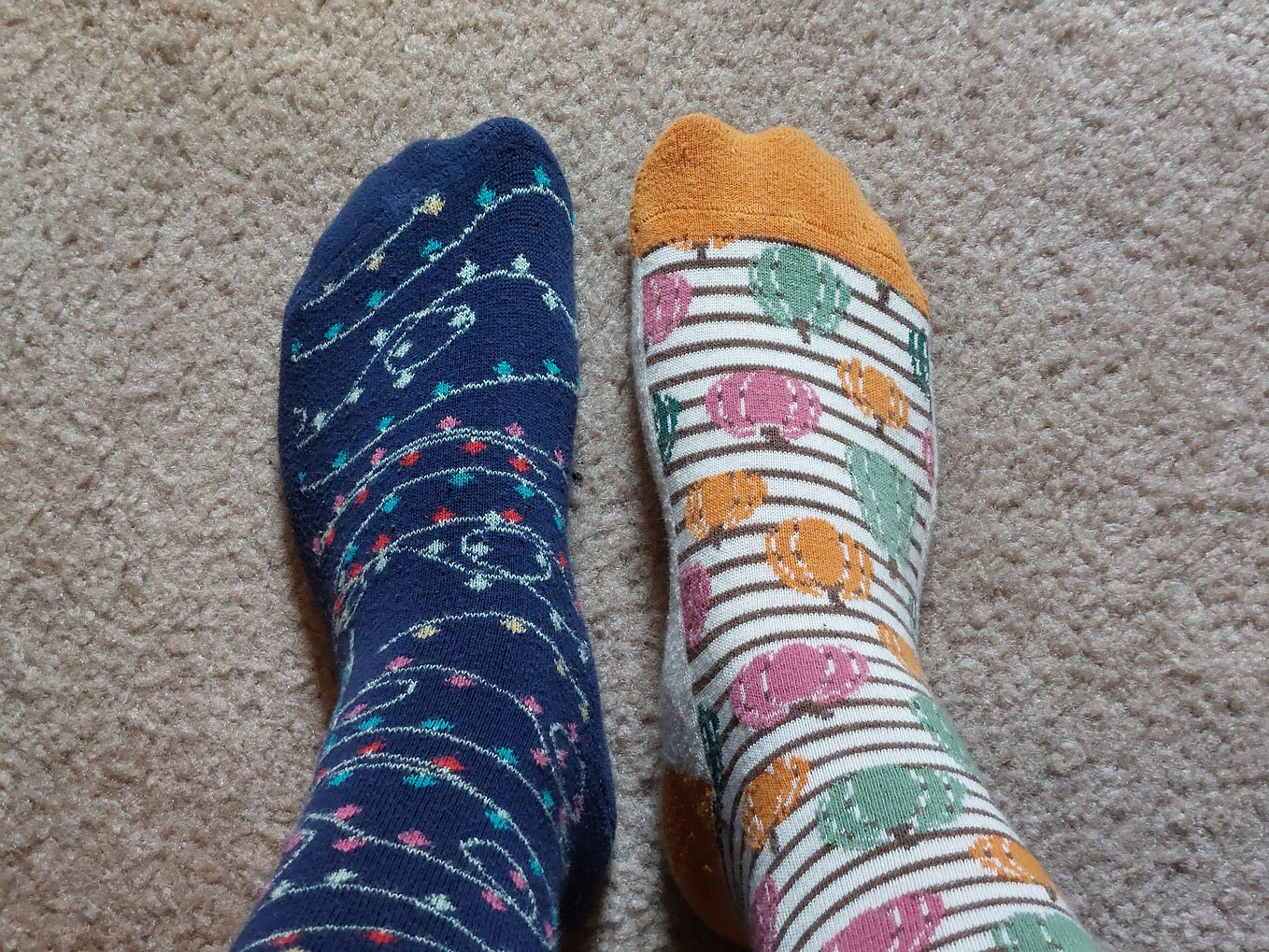 mismatched color shoes