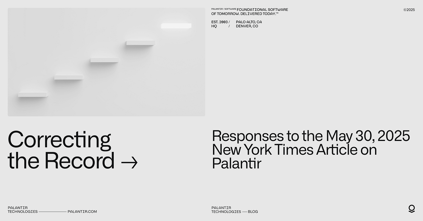 Correcting the Record: Responses to the May 30, 2025 New York Times Article on Palantir