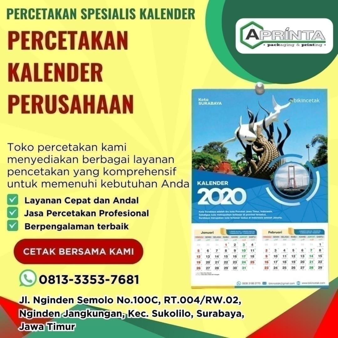 PRODUSEN Tahun 2024 Telp/WA 081333537681 Percetakan Kalender