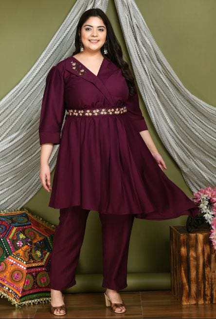 Designer Plus Size Cotton Co-ord Set – Chic and Comfortable Style main image 1