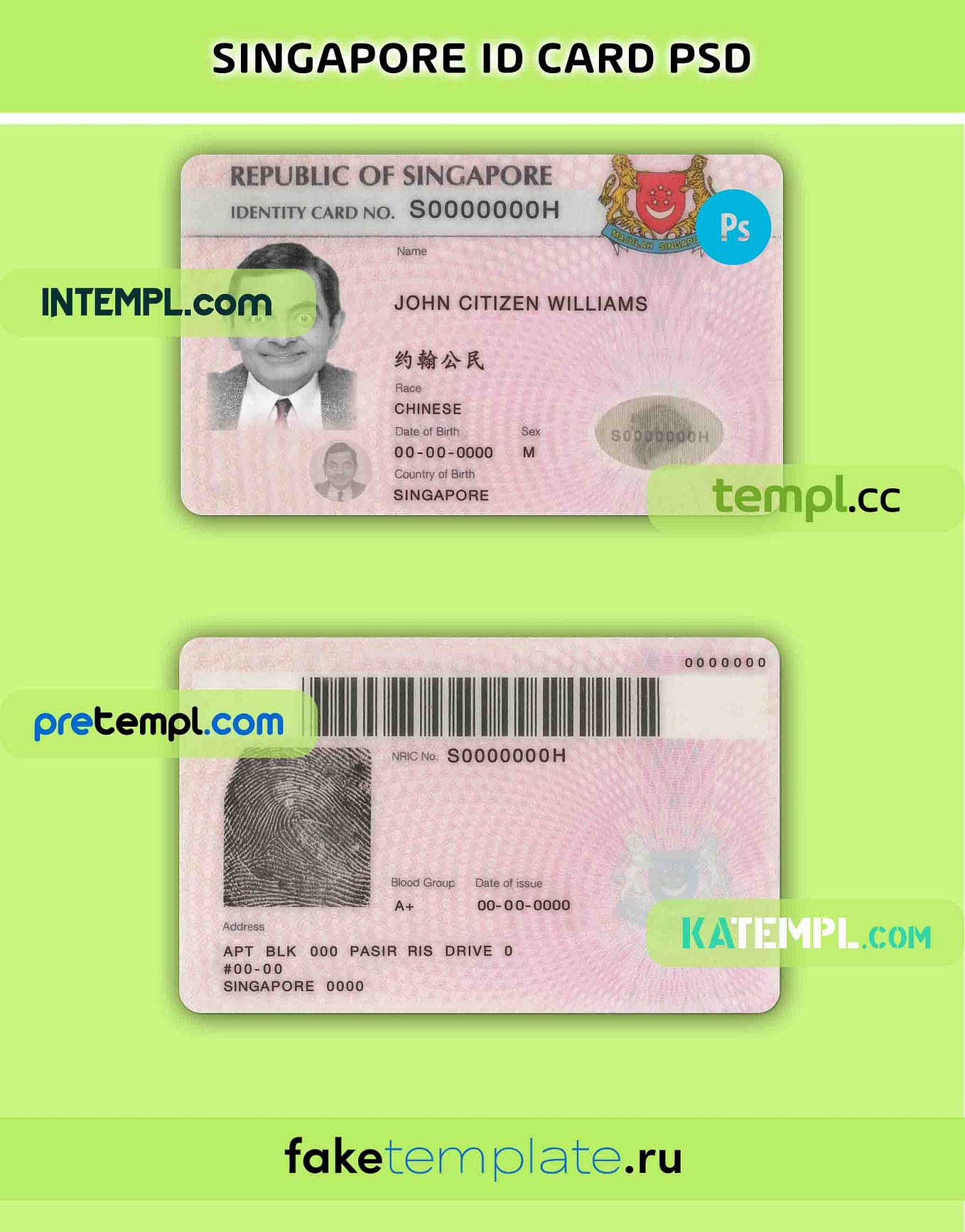 Mozambican id card download example in PSD format, fully editable | by ...