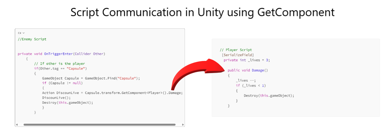 Unity Dev: Script Communication in Unity using GetComponent