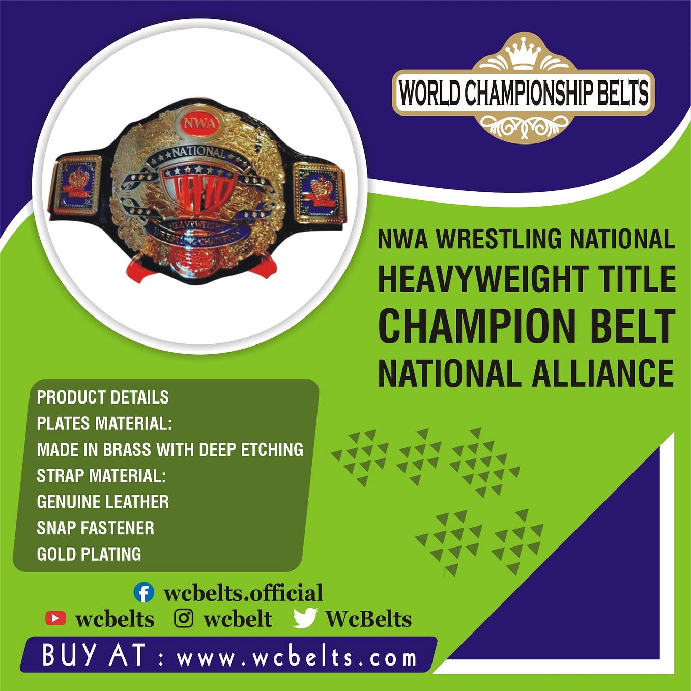 NWA Western States Wrestling Heavyweight Championship Belt (4mm Zinc