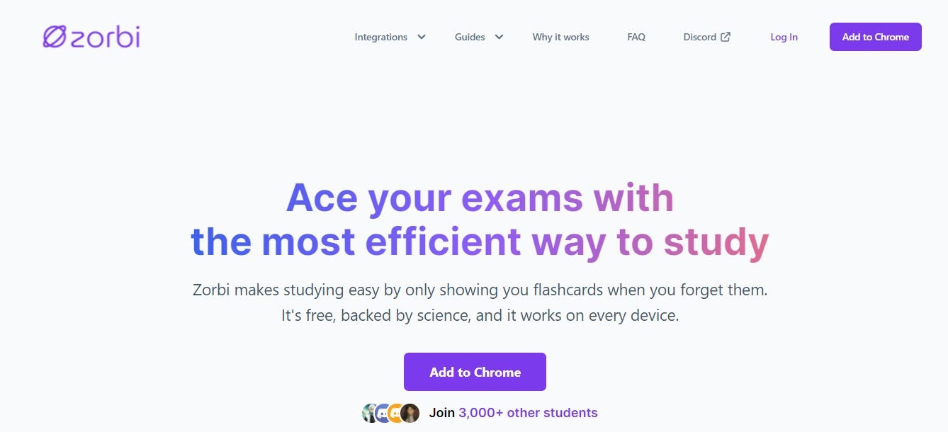 Zorbi: Make Spaced Repetition Flashcards from Notion or Chrome