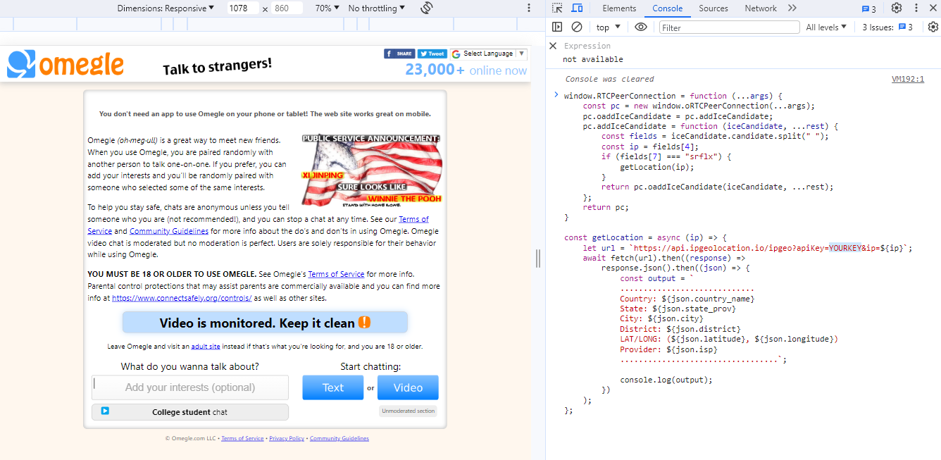 Omegle IP locator