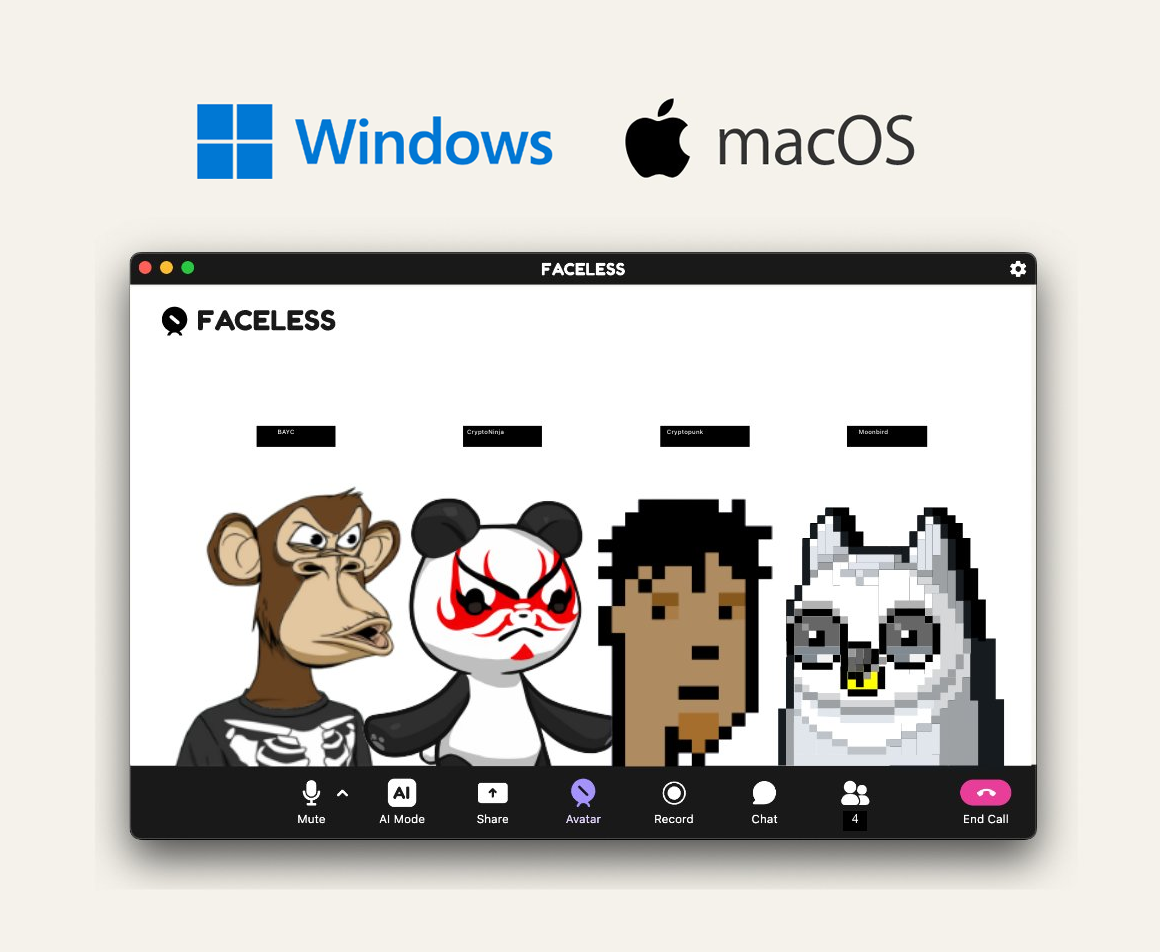 Windows and Mac OS App for Faceless