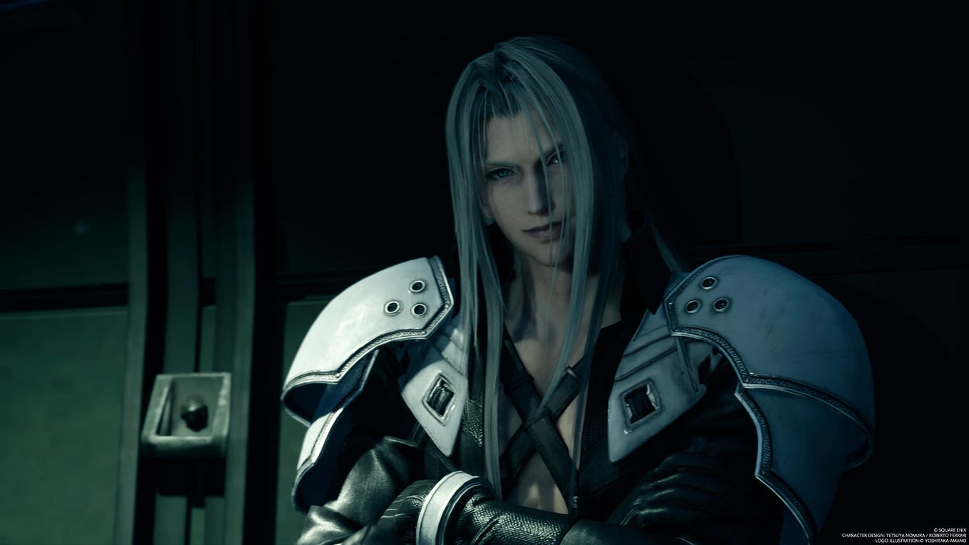 Sephiroth looks into the camera in Final Fantasy VII Rebirth.