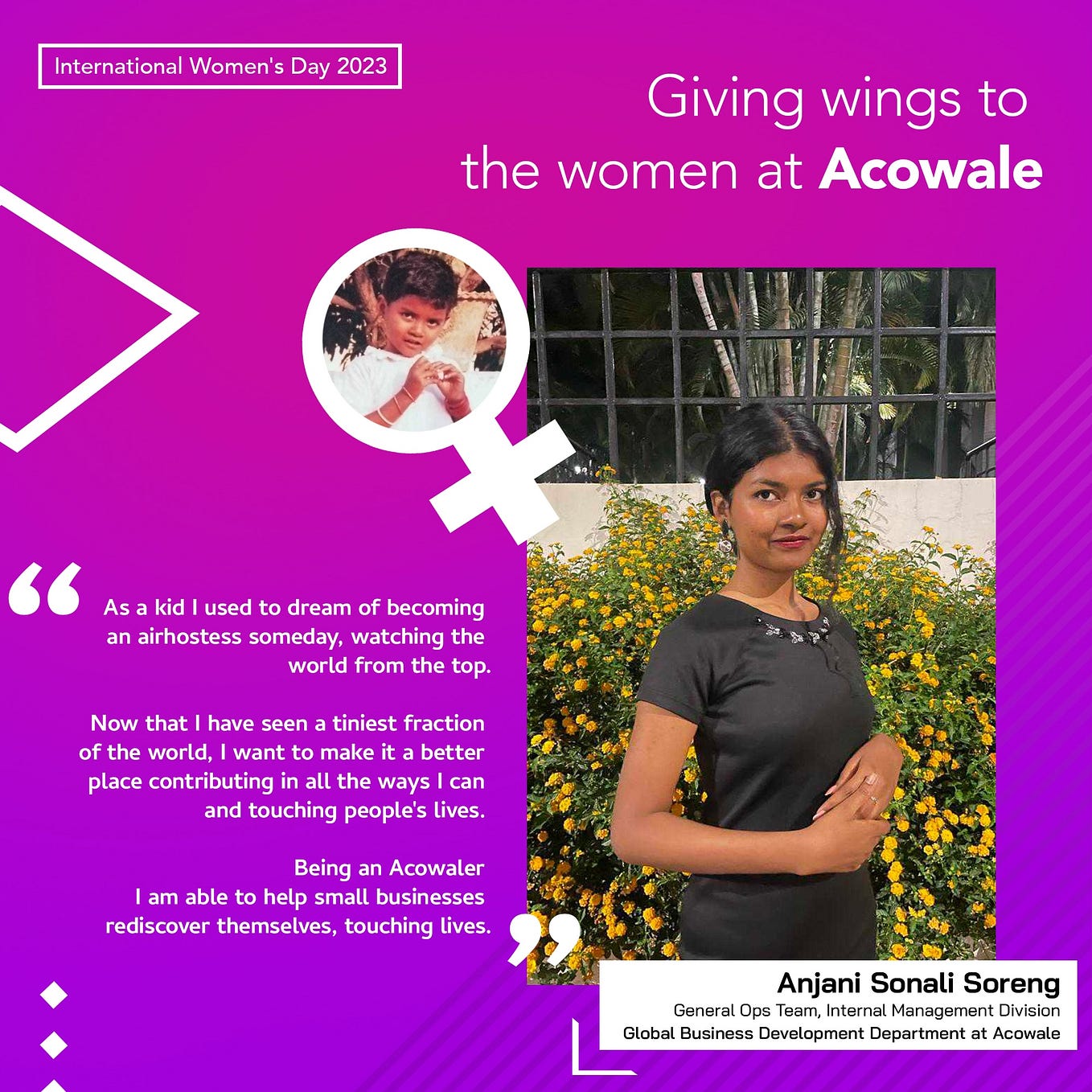 Little girls with dreams become women with vision. We at #Acowale is always proud of our women.