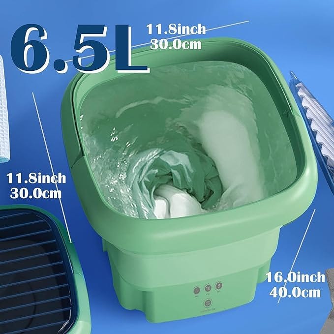 Mini Portable Washing Machine - Small Foldable Bucket Washer for Clothes- for Camping, RV, Travel, Small Spaces. (Pink)