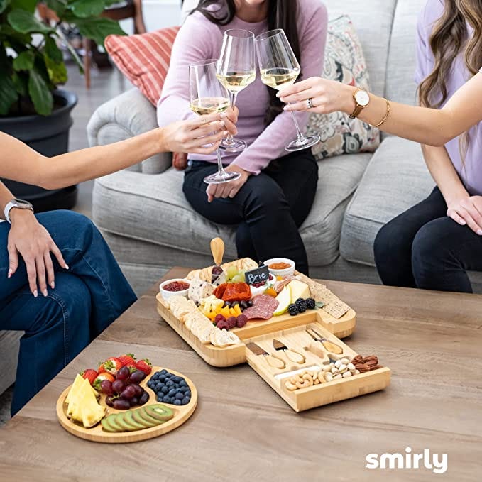 The Smirly Bamboo Cheese Board and Knife Set, by Seema Rawat