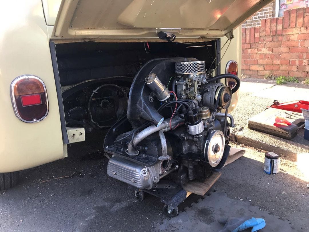 Removing an engine from an aircooled Volkswagen